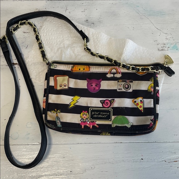 Betsey Johnson Handbags - Betsey Jonson purse used flawed Stylish Black and White Striped Women's Bag
